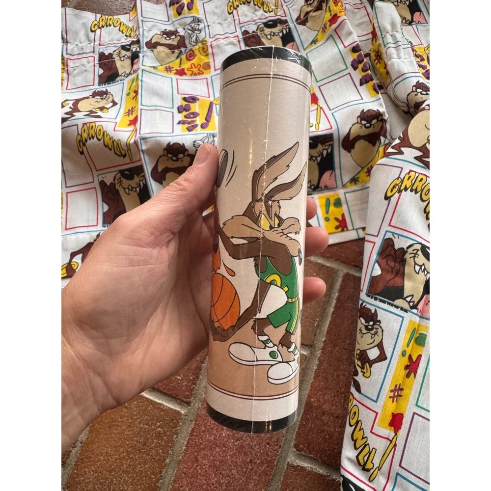 Vintage Looney Tunes Taz Curtain‎ Panel and Space Jam Wallpaper Border Set 90s